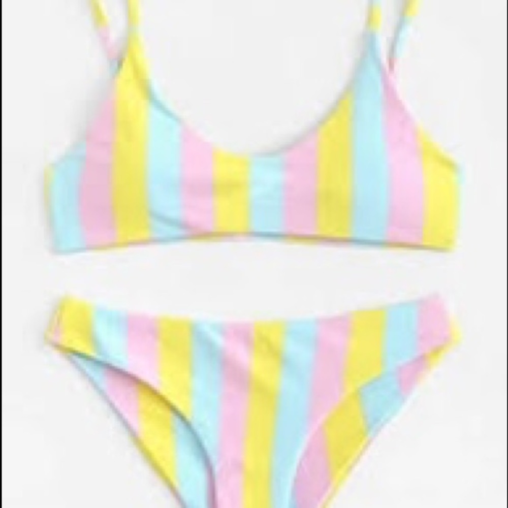 Stripe bikini top and bottom